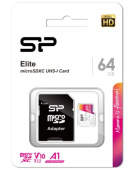 Карта памяти microSD 64Gb Silicon Power Elite microSDXC Class 10 UHS-I (SD адаптер)